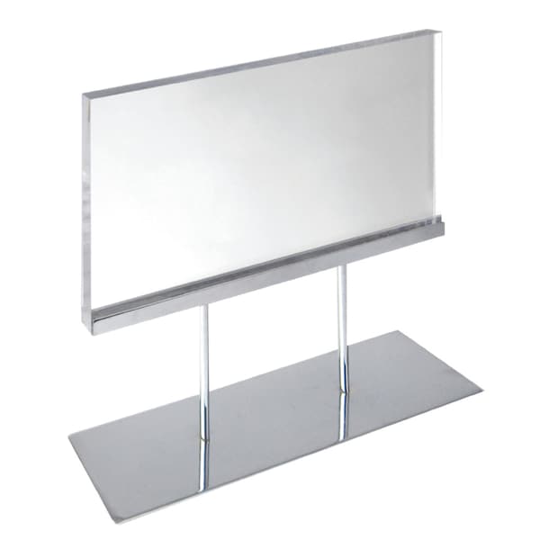 Acrylic Block Counter Sign Holder on Chrome Stand 17"W x 19" H